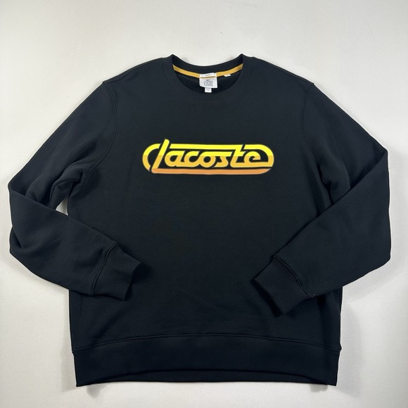 Lacoste Live Crewneck Sweater Unisex Mens XL  Casual Black‎ Graphic Logo - Picture 1 of 9